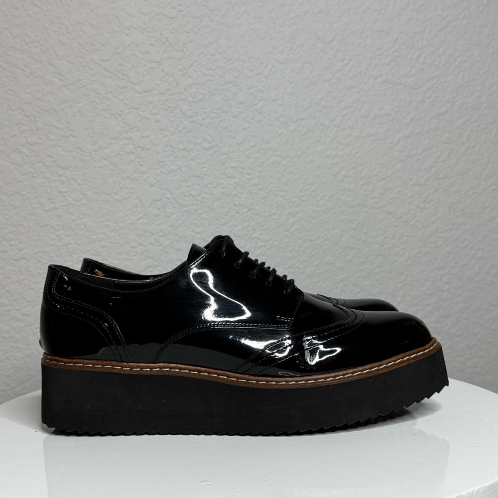 SHELLYS LONDON TOMMY BLACK PATENT PLATFORM OXFORDS - Picture 7 of 15